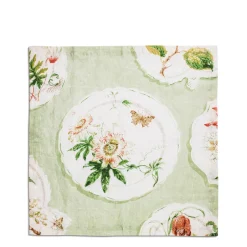 Daylesford x Colefax Quince Garden Napkin in Green With Passion Flower