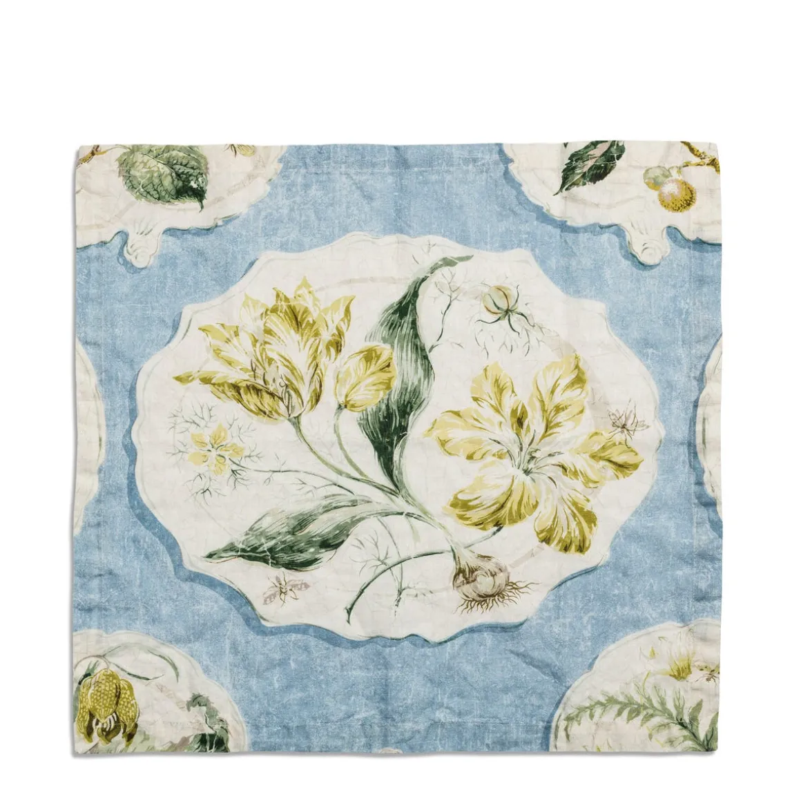 Daylesford X Colefax Quince Garden Napkin in Blue with Tulip