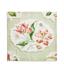 Daylesford x Colefax Quince Garden Napkin in Green With Tulips