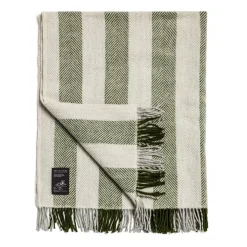 Enstone Wool Throw Herringbone Stripe Olive