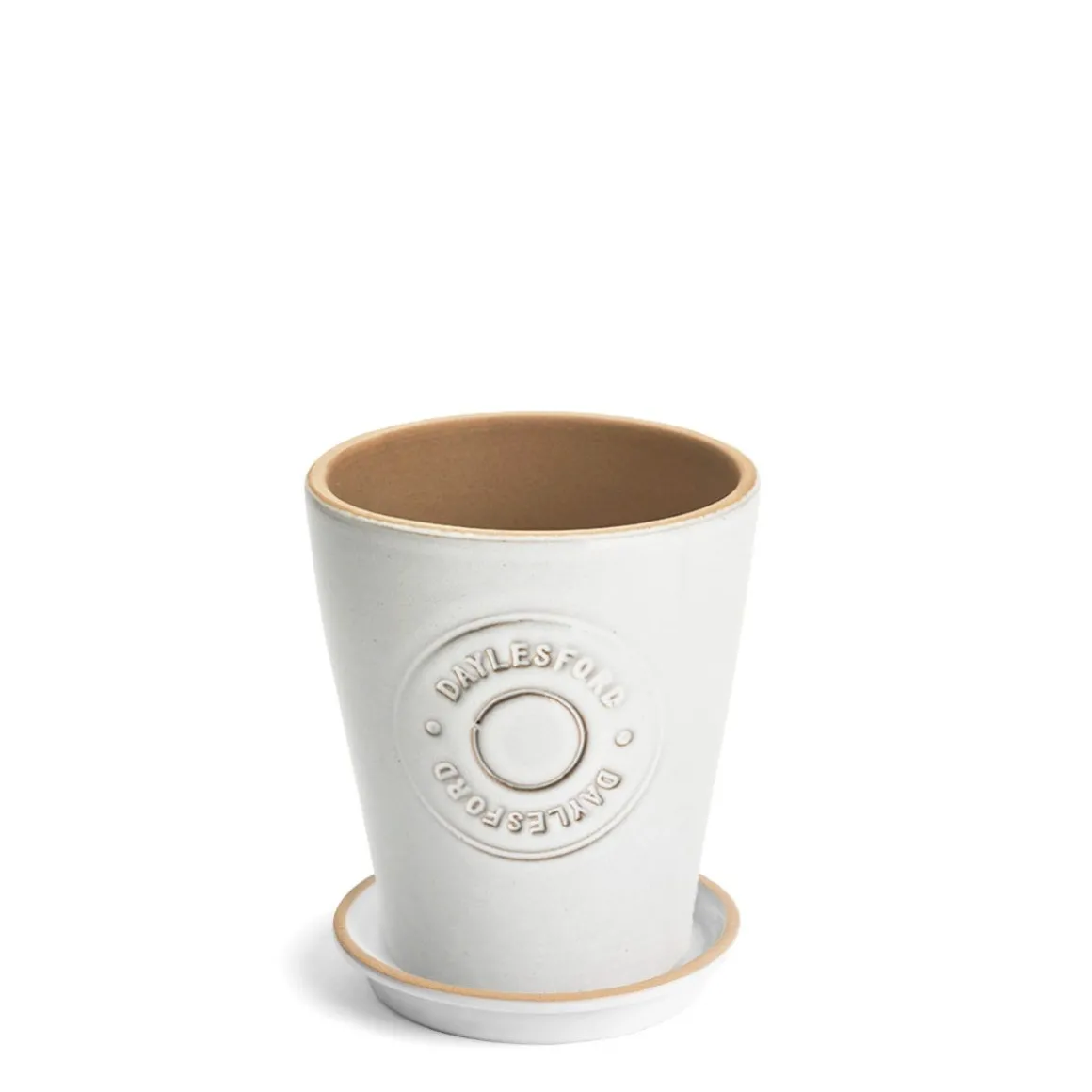 Small Lucas Planter with saucer, white