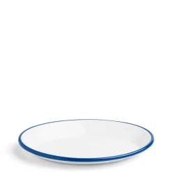 White & Blue Enamel Oval Plate