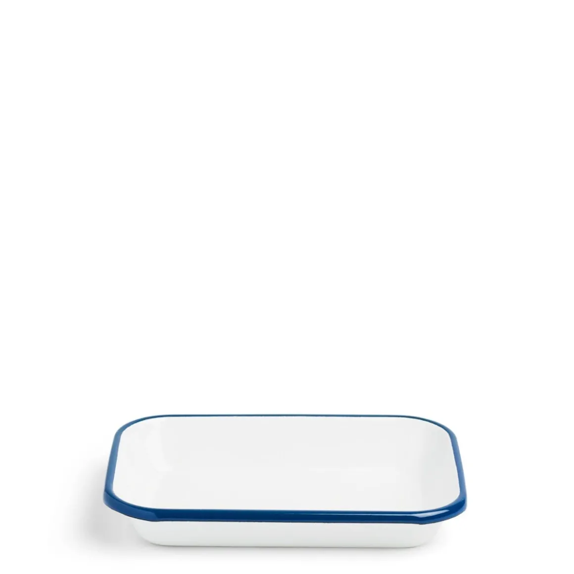 White & Blue Enamel Rectangle Dish Small