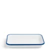 White & Blue Enamel Rectangular Dish Large