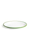 White & Green Enamel Oval Plate