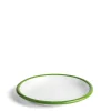 White & Green Enamel Plate 26cm