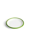 White & Green Enamel Plate 20cm