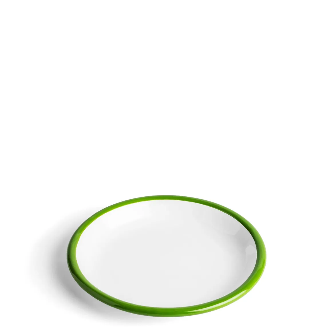 White & Green Enamel Plate 20cm