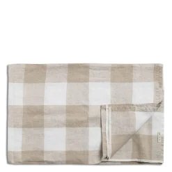 White & Natural Check Tablecloth