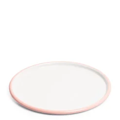 White & Pink Enamel Pizza Plate 32cm
