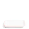 White & Pink Enamel Rectangular Dish 26cm