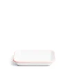 White & Pink Enamel Rectangular Dish 21cm