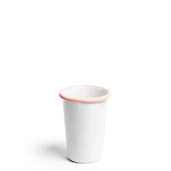White & Pink Large Enamel Tumbler