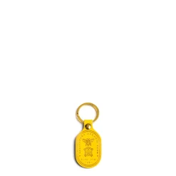 Yellow Leather Key Fob with a Bee