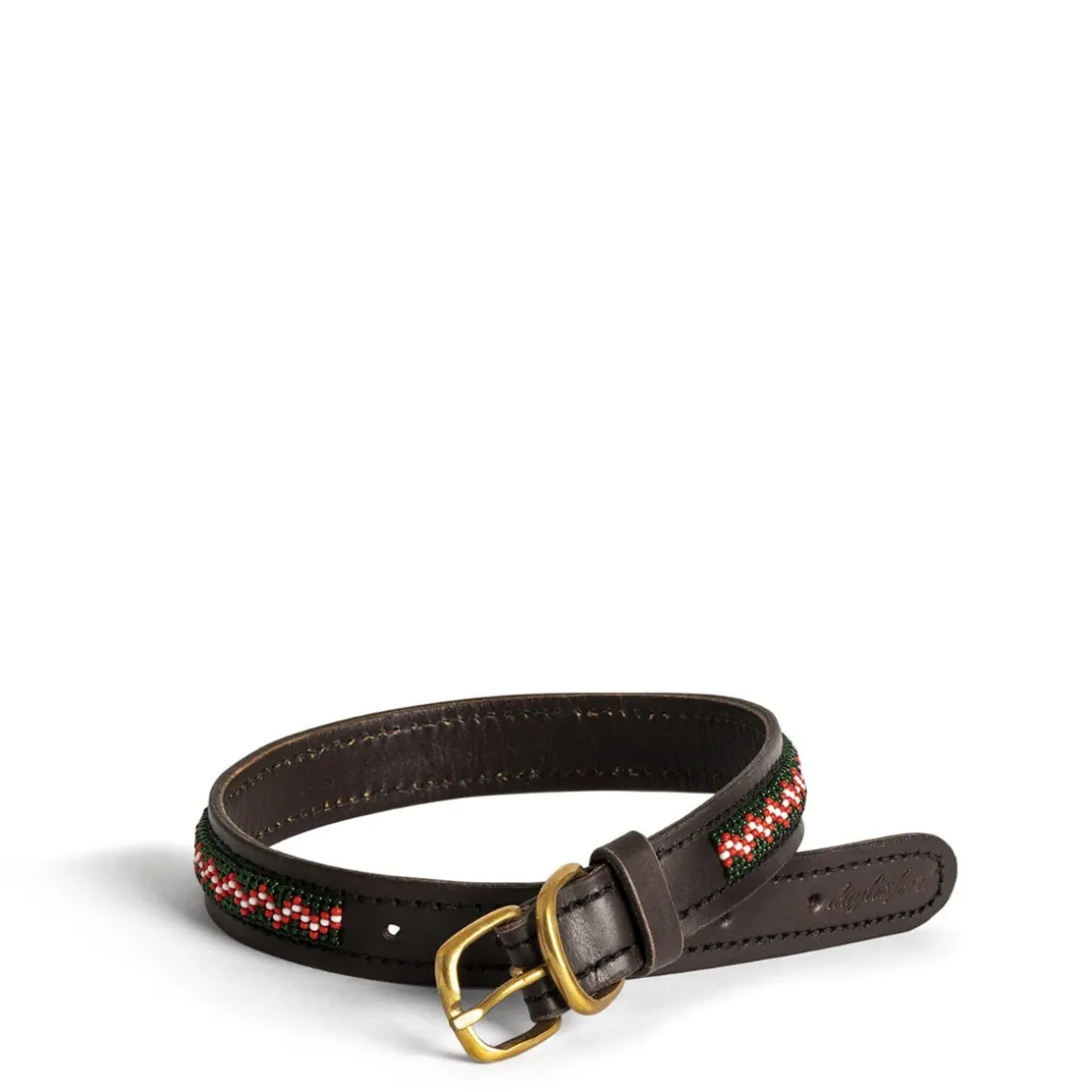 Zigzag Skinny Dog Collar Red Medium